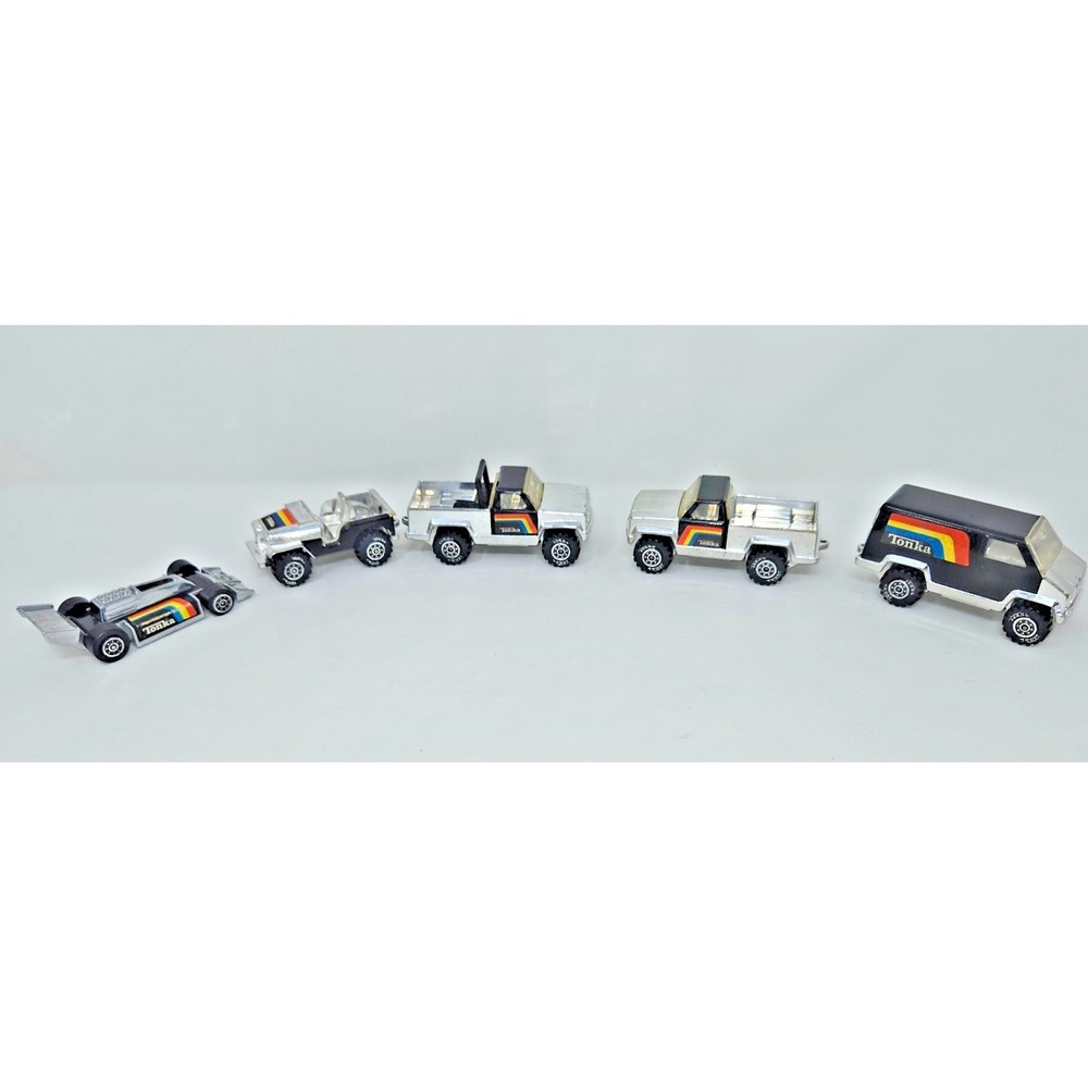 Tonka Chrome Rainbow Pressed Steel Lot of 5 1979 4 x 4 Truck Jeep Van Race Car
